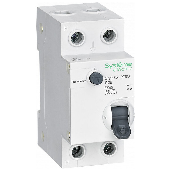Дифавтомат Systeme Electric City9 Set 1P+N 25А (C) 4.5 кА, 30 мА (AC), C9D34625