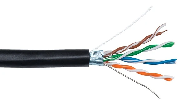 Кабель компьютерный FTP -Cat5е 4х2х0,52 мм² черн. уличный с тросом