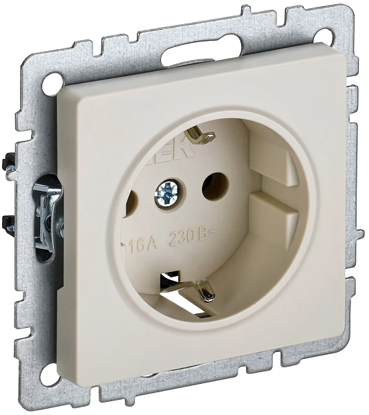 Розетка IEK BRITE BASE Бежевый 1-м с/з 16А РС11-1-0-БрКр